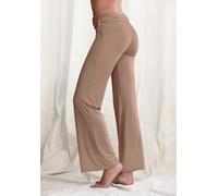 Jazzpants LASCANA, Damen, Gr. 32/34, N-Gr, taupe, Single Jersey, Obermaterial: 93% Polyester, 7% Elasthan, unifarben, Basic, lang, Hosen, mit Umschlagbund zum Raffen (24143244-32) taupe