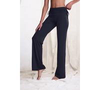 Jazzpants LASCANA, Damen, Gr. 44/46, N-Gr, blau (schwarz), Single Jersey, Obermaterial: 93% Polyester, 7% Elasthan, unifarben, Basic, lang, Hosen, mit Umschlagbund zum Raffen (56541311-44) schwarz