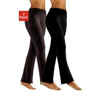 Jazzpants VIVANCE ACTIVE, Damen, Gr. 36/38, N-Gr, braun (1x schwarz, 1x braun), Single Jersey, Obermaterial: 95% Baumwolle, 5% Elasthan, unifarben, Basic, Basic lang, Hosen Jazzpants, mit leicht ausge