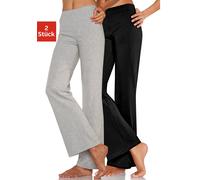 Jazzpants VIVANCE ACTIVE, Damen, Gr. 36/38, N-Gr, grau (1x hellgrau, meliert, 1x schwarz), Single Jersey, Graumeliert (Obermaterial): 60% Baumwolle, 35% Polyester, 5% Elasthan. Obermaterial: 95% Baumw