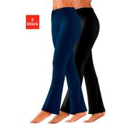 Jazzpants VIVANCE ACTIVE, Damen, Gr. 40/42, N-Gr, blau (1x marine, 1x schwarz), Single Jersey, Obermaterial: 95% Baumwolle, 5% Elasthan, unifarben, Basic, Basic lang, Hosen, mit leicht ausgestelltem B