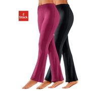 Jazzpants VIVANCE ACTIVE, Damen, Gr. 44/46, N-Gr, rosa (1x schwarz, 1x himbeere), Single Jersey, Obermaterial: 95% Baumwolle, 5% Elasthan, unifarben, Basic, Basic lang, Hosen, mit leicht ausgestelltem
