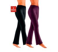 Jazzpants VIVANCE ACTIVE, Damen, Gr. 52/54, N-Gr, lila (1x beere, 1x schwarz), Single Jersey, Obermaterial: 95% Baumwolle, 5% Elasthan, unifarben, Basic, Basic lang, Hosen, mit leicht ausgestelltem Be