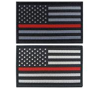 JBCD 2 Stück Amerikanische dünne rote Linie Flagge Patch USA Feuerwehrflaggen Tactical Patch Pride Flag Patch für Kleidung Hut Patch Team Military Patch