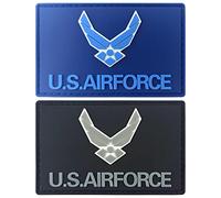 JBCD US Air Force Wings Flag Patch Tactical Military Patch - PVC Rubber Hook & Loop Fastener Patch (2 Pack)