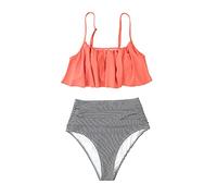 JBIVWW Rosa Und Streifen Hohe Taille Bikini Sets Tank Top Badeanzug Zwei Stück Bademode Frauen Strand Bade Anzüge (Color : 7, Size : XL)