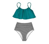 JBIVWW Rosa Und Streifen Hohe Taille Bikini Sets Tank Top Badeanzug Zwei Stück Bademode Frauen Strand Bade Anzüge (Color : 3, Size : XL)