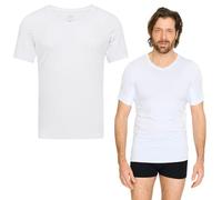 jbs Anti-Schweiß Shirt für Herren-Schweißresistentes Unterhemd mit Membran-Technologie-Bambus & Baumwolle-Schutz vor Schweißflecken-V-Ausschnitt, L, Weiß, 1-er Pack