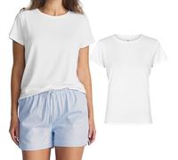 JBS of Denmark Basic Tshirt Damen Weiß (XL) | T-Shirts Für Damen | Rundhals Tshirt | FSC Zerifiziertes Basic Shirt | T Shirt aus Bambus und Bio Baumwolle | Einfarbige T-Shirts