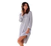 JBS of Denmark - Nachthemd Damen Langarm - Sleepshirt aus Bambus & Bio-Baumwolle - Atmungsaktives Nachtkleid für Damen - Weiches Big Shirt für erholsamen Schlaf - [Hellgraue Melange] | [M]