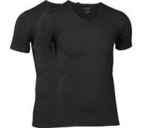 jbs T-Shirt Herren hohe Atmungsaktivität durch Bambus-Bio Baumwolle Gewebe Schnelltrocknend, V-Ausschnitt - FSC Zerifiziert - 2x Schwarz, L