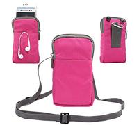 jbTec Handytasche zum Umhängen Nylon klein 180x110x35mm - Karabiner Gürteltasche Damen Herren Handy Belt Pink