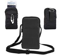 jbTec Handytasche zum Umhängen Nylon klein 180x110x35mm - Karabiner Gürteltasche Damen Herren Handy Belt Schwarz