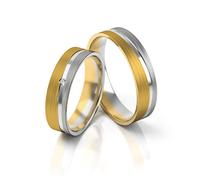 JC Gold Trauringe - Gelbgold Weißgold Eheringe Bicolor inklusive Stein und Gravur im Paarpreis PL300