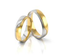 JC Gold Trauringe - Gelbgold Weißgold Eheringe Bicolor inklusive Stein und Gravur im Paarpreis PL301