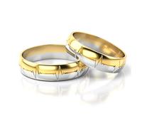 JC Gold Trauringe - Gelbgold Weißgold Herzschlag Eheringe Bicolor Gravur im Paarpreis PL257
