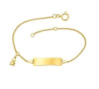 JC Schmuck 585 Gold Baby ID-Armband Kinder Goldarmband 14 cm mit Bär I Panzer-Armband mit Gravur I Gold Namensarmband I Babyarmband mit Namen I Kinderschmuck made in Germany I 5.56049-1