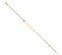 JC Schmuck 585 Gold Baby ID-Armband Kinder Goldarmband Kreuz mit Zirkonia 14-16 cm I Anker Armband mit Gravur Taufarmband Namensarmband I Babyarmband mit Namen I Kinderschmuck made in Germany I 8661