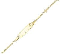JC Schmuck 585 Gold Baby ID-Armband Kinder Goldarmband mit Kreuz 12-14 cm I Anker Armband mit Gravur Taufarmband Namensarmband I Babyarmband mit Namen I Kinderschmuck made in Germany I 8477
