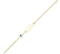 JC Schmuck 585 Gold Baby ID-Armband Kinder Goldarmband Nazar Boncuk Auge 14-16 cm I Anker Armband mit Gravur Taufarmband Namensarmband I Babyarmband mit Namen I Kinderschmuck made in Germany I 8628