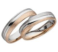 JC Trauringe 2X Trauringe/Eheringe Rotgold-Weißgold in Top-Qualität (Steinbesatz/Gravur/Ringmaßband/Etui) C116-R (8 Karat (333) Bicolor)