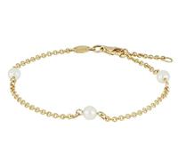 JC Trauringe Damen Fusskette mit Perlen in 333 Gold mit runde weißen Perlen | Fußkette Fußkettchen Ankerkette Schmuck Länge 23 cm