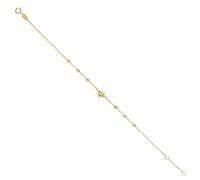 JC Trauringe Echt 585 Gold Herz Goldarmband Ankerkette Armband mit feinen Kügelchen und Herz verstellbar 17cm & 19cm in 14 Karat 8304