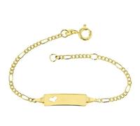 JC Trauringe Gold 333 Baby ID-Armband Kinder Goldarmband 14 cm I Figaro Armband mit Gravur Taufarmband Gold Namensarmband I Babyarmband mit Namen I Kinderschmuck Made in Germany I 5.53032HERZ