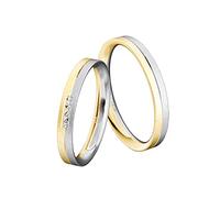 JC Trauringe Gold 333 Bicolor Paarpreis Eismattiert I Partnerringe Gelb- & Weißgold mit Gravur in edler Schatulle I 2 Hochzeitsringe Herrenring ohne & Damenring mit Zirkonia Steinen I ICT31