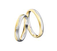 JC Trauringe Gold 333 Bicolor Paarpreis Mattiert I Partnerringe Gelb- und Weißgold mit Gravur in edler Schatulle I 2 Hochzeitsringe Herrenring ohne & Damenring mit Zirkonia Steinen I ICT25