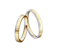 JC Trauringe Gold 333 Bicolor Paarpreis Poliert I Partnerringe Gelb- & Weißgold mit Gravur in edler Schatulle I 2 Hochzeitsringe Herrenring ohne & Damenring mit Zirkonia Steinen I ICT32