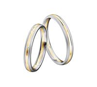 JC Trauringe Gold 333 Bicolor Paarpreis Poliert & mattiert I Partnerringe Gelb- & Weißgold mit Gravur in edler Schatulle I 2 Hochzeitsringe Herrenring ohne & Damenring mit Zirkonia Stein I ICT33