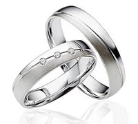 JC Trauringe Gold 333 Paarpreis Weißgold I Traumhafte Eheringe 4,5 mm breit I Einzigartige Partnerringe mit Gravur in edler Schatulle I 2 Hochzeitsringe Herrenring & Damenring mit Steinen I J911S