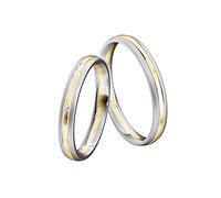 JC Trauringe Gold 585 Bicolor Paarpreis Poliert&mattiert I Partnerringe Gelb- und Weißgold mit Gravur in edler Schatulle I 2 Hochzeitsringe Herrenring ohne & Damenring mit Zirkonia Stein I ICT33