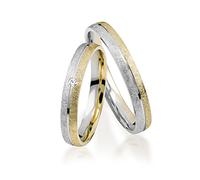 JC Trauringe Gold 585 Paarpreis Bicolor Gelbgold Weißgold 3 mm I Partnerringe mit Gravur in edler Schatulle I 2 Hochzeitsringe Herrenring ohne & Damenring mit Stein I J904BI