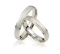 JC Trauringe Gold 585 Paarpreis Bicolor Gelbgold Weißgold I Traumhafte Eheringe breit 3,5 mm I Edle Partnerringe mit Gravur in edler Schatulle I 2 Hochzeitsringe Herrenring & Damenring I J185