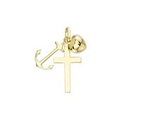 JC Trauringe Gold Anhänger Glaube, Liebe & Hoffnung in Echt 585 Gold klassische, schlichte Herz Kreuz Anker Goldanhänger Goldschmuck Unisex Schmuck in Gelbgold inkl. Schmucketui 8545
