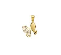 JC Trauringe Gold Anhänger Schmetterling in Echt 585 Gold klassische, schlichte Goldanhänger Goldschmuck Damen Schmuck mit Zirkonia Steine in Gelbgold Kettenanhänger inkl. Schmucketui 8034