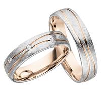 JC Trauringe Paarringe Silber 925 Paarpreis Ehering Rotgold Weißgold Plattiert Verlobungsring I Partnerringe günstig mit Gravur I 2 Hochzeitsringe Damenring mit Steinen I LC139-1-P