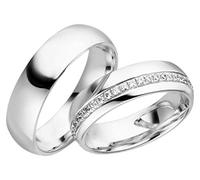 JC Trauringe Silber 925 Paarpreis Eheringe I Verlobungsringe breit 6,0 mm I Edle Partnerringe mit Gravur in edler Schatulle I 2 Hochzeitsringe Herrenring ohne & Damenring mit Steinen I LC120-S