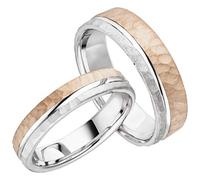 JC Trauringe Silber 925 Paarpreis Eheringe Rotgold Weißgold Plattiert I Breite Partnerringe mit Gravur in edler Schatulle I 2 Hochzeitsringe Herrenring 5,5 mm & Damenring 4,0 mm I LC131-P-4
