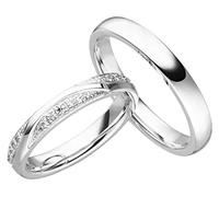 JC Trauringe Silber 925 Paarpreis Eheringe Silber I Edle Verlobungsringe 3,5 mm breit I Partnerringe mit Gravur in edler Schatulle I 2 Hochzeitsringe Herrenring ohne & Damenring mit Steinen I LC137-S