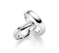 JC Trauringe Silber 925 Paarpreis Eheringe Silber I Edle Verlobungsringe breit 4,5 mm I Partnerringe mit Gravur in edler Schatulle I 2 Hochzeitsringe Herrenring ohne & Damenring mit Steinen I LC150-S