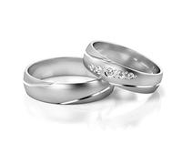 JC Trauringe Silber 925 Paarpreis Eheringe Silber I Edle Verlobungsringe breit 5,0 mm I Partnerringe mit Gravur in edler Schatulle I 2 Hochzeitsringe Herrenring ohne & Damenring mit Steinen I PL3002