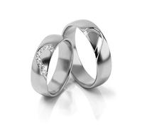 JC Trauringe Silber 925 Paarpreis Eheringe Silber I Edle Verlobungsringe breit 5,0 mm I Partnerringe mit Gravur in edler Schatulle I 2 Hochzeitsringe Herrenring ohne & Damenring mit Steinen I PL315-S