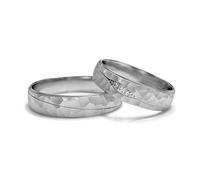 JC Trauringe Silber 925 Paarpreis Eheringe Silber I Edle Verlobungsringe breit 5,0 mm I Partnerringe mit Gravur in edler Schatulle I 2 Hochzeitsringe Herrenring ohne & Damenring mit Steinen I PL319-S