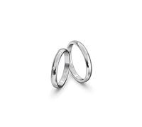 JC Trauringe Weißgold 333 Paarpreis Eheringe Gold | Verlobungsringe Gold breit 3,0 mm I Partnerringe mit Gravur in edler Schatulle I 2 Hochzeitsringe Herrenring & Damenring mit Stein (Profil 14)