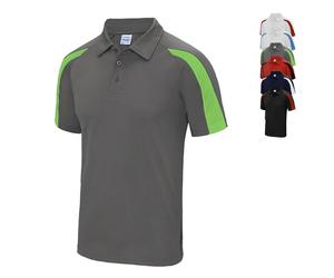 JC043 Just Cool Poloshirt Sportpolo Polohemd mit kontrastfarbenen Einsätzen Charcoal (Solid) M