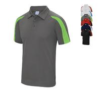 JC043 Just Cool Poloshirt Sportpolo Polohemd mit kontrastfarbenen Einsätzen Jet Black M