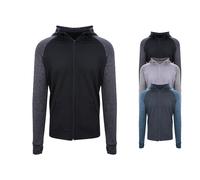 JC057 Just Cool Herren Sportjacke mit Ärmeln in melierter Kontrastfarbe Black XXL